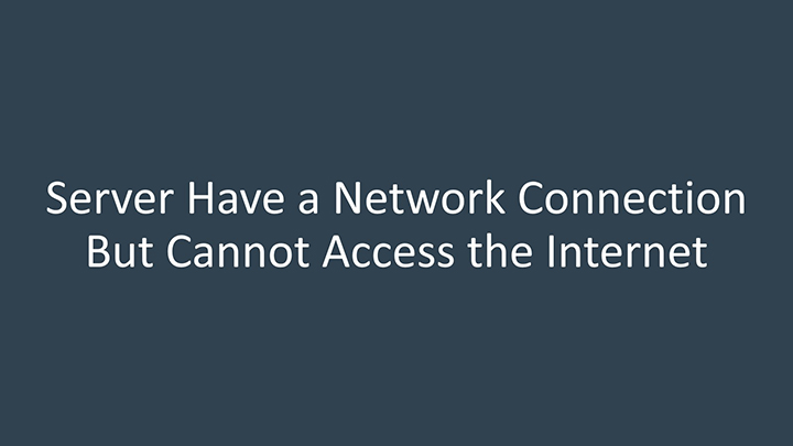 server have a network connection but cannot access the Internet